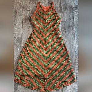 Junior lined dress in orange and green